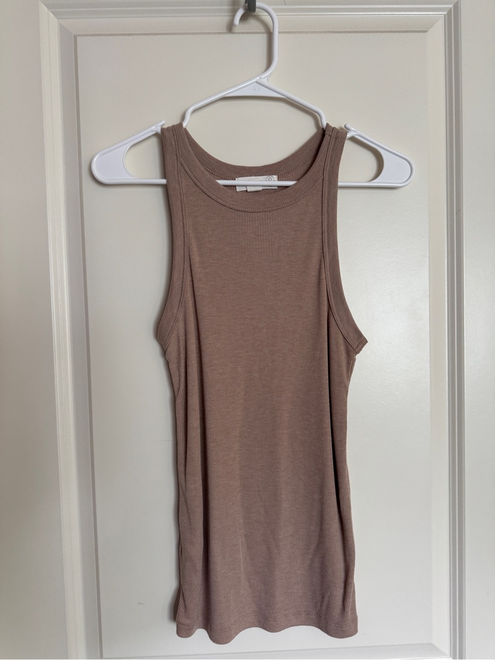 Treasure & Bond Tan Ribbed High Neck Tank Top M